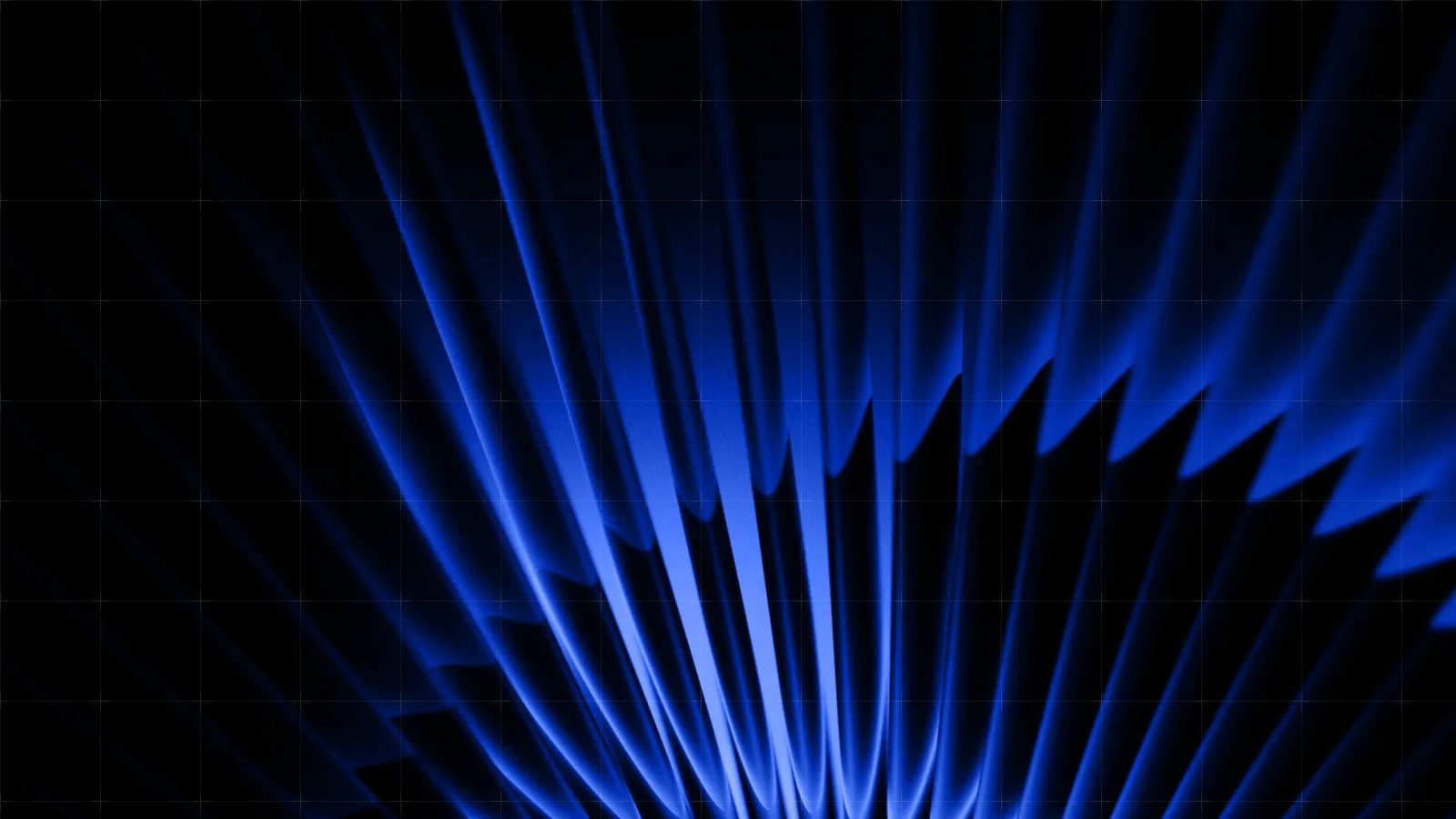 Abstrakte blaue Formen der ReqPOOL-Website auf dunklem Grund mit feinem Raster.