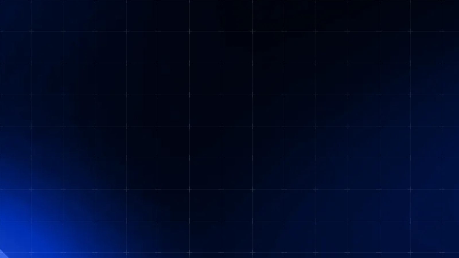 Ein großer glänzend blauer Ring schwingt diagonal über einen dunklen Grund mit leuchtend blauen Bändern, überlagert von einem feinen hellen Raster.